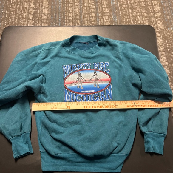 Mighty Mackinac Bridge Michigan Crewneck UP Upper Peninsula - Picture 3 of 3